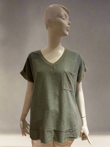 Short Sleeve Pocket Detail Top