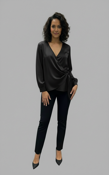 Cross-Over Sateen Blouse