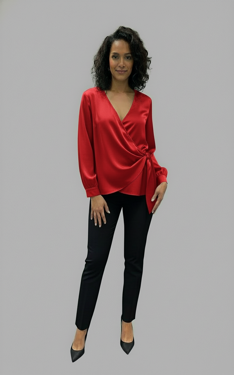 Cross-Over Sateen Blouse
