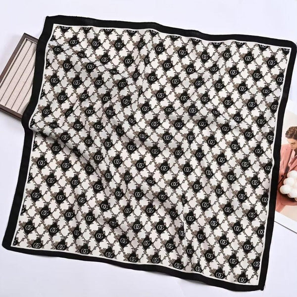 Geometric Diamond Repeat Pattern Silky Bandana Neck Scarf