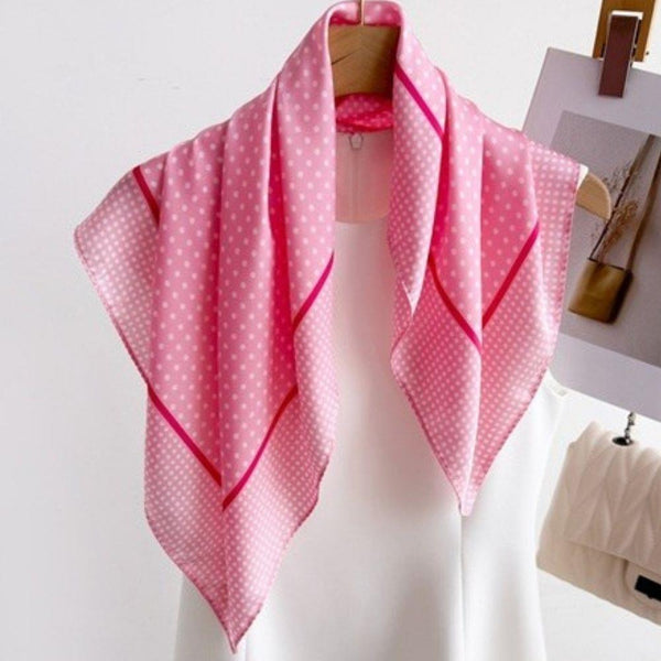 Polka Dot Silk Like Neck Scarf
