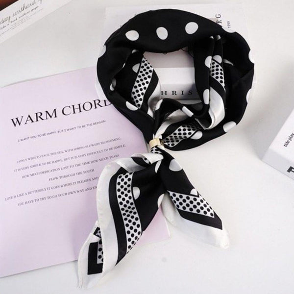 Polka Dot Silk Like Neck Scarf