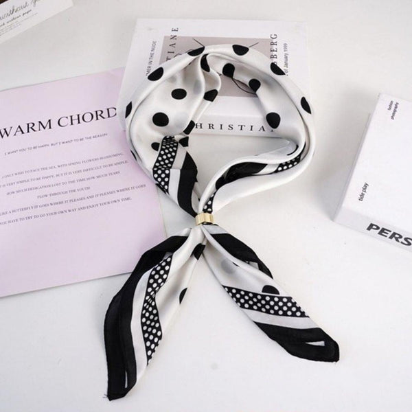 Polka Dot Silk Like Neck Scarf