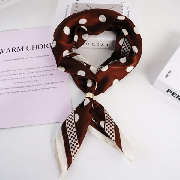 Polka Dot Silk Like Neck Scarf