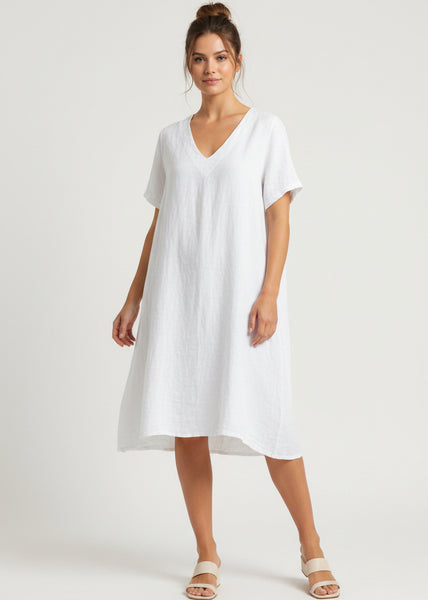 SHORT SLEEVE LINEN DRESS