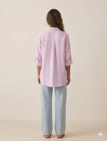 Long Button Front Linen Shirt
