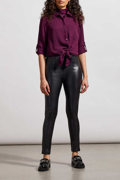 Faux Leather Combo Mid-Rise Legging