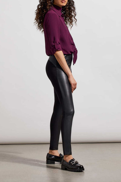 Faux Leather Combo Mid-Rise Legging