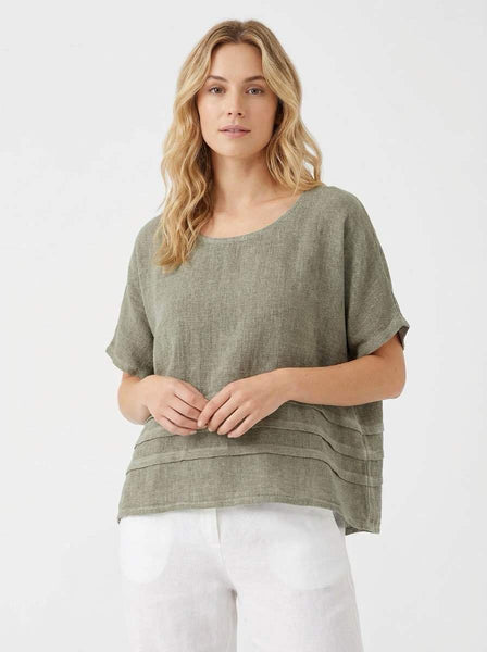 Short Sleeve Linen/Cotton Top - Italian