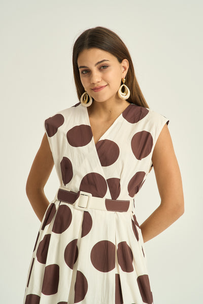 Polka Dot Maxi Belted Dress