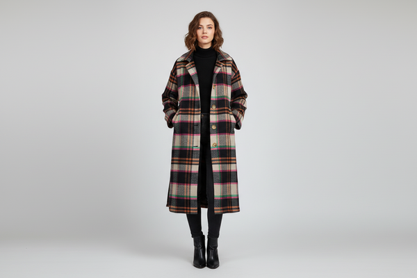 Hooded Plaid Coat