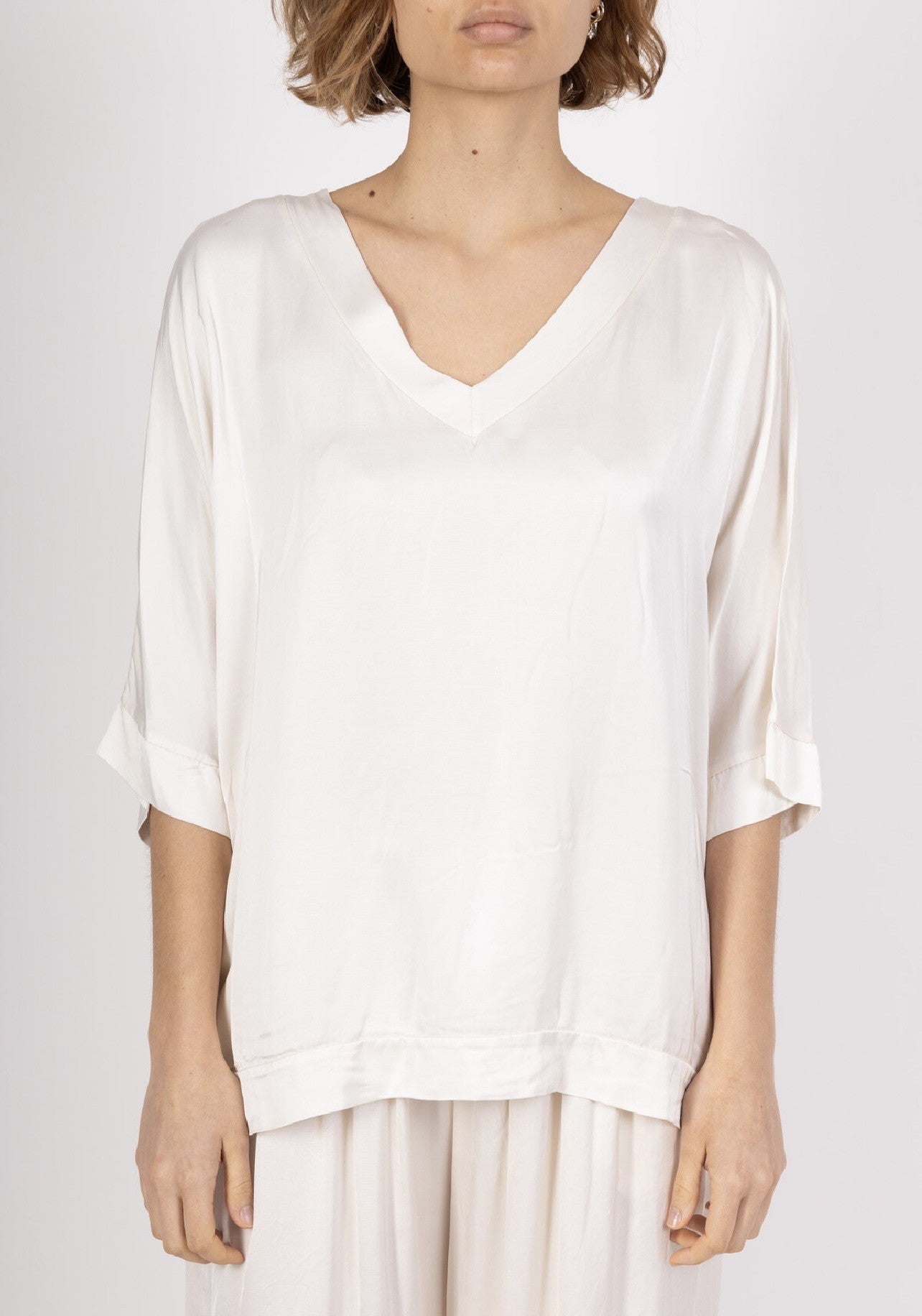 Short Sleeve Satin Top