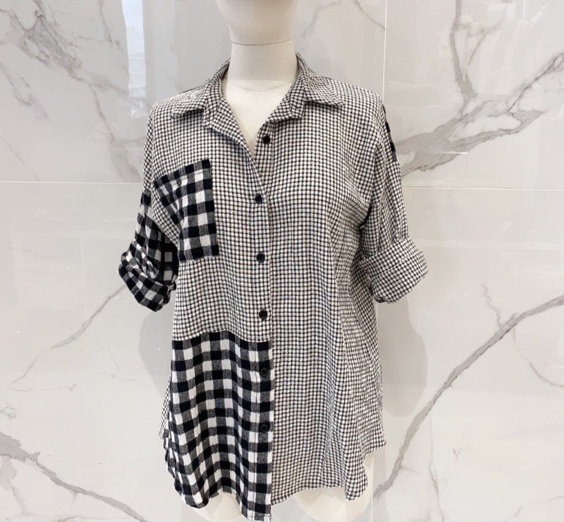 Check Print Blouse - Italian