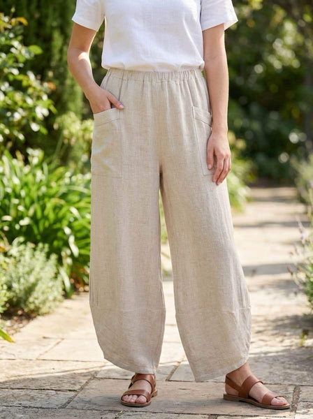 Linen/Cotton Mix Pants - Italian