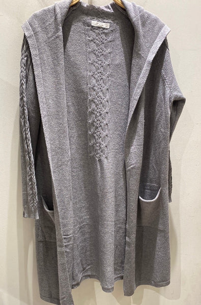 Open Front Hooded Cardigan