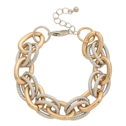 Two Tone Oval Link Metal Bracelet
