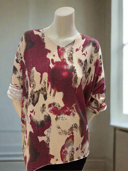 Long Sleeve Print Sweater