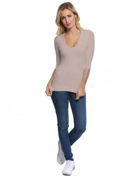 3/4 Sleeve V-Neck Top