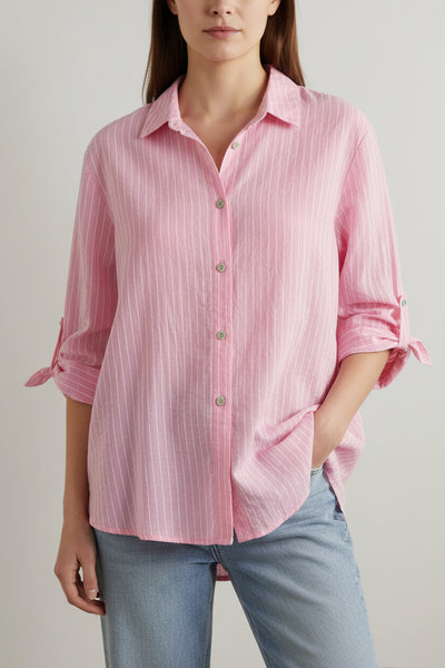 Stripe Button Front Cotton Shirt