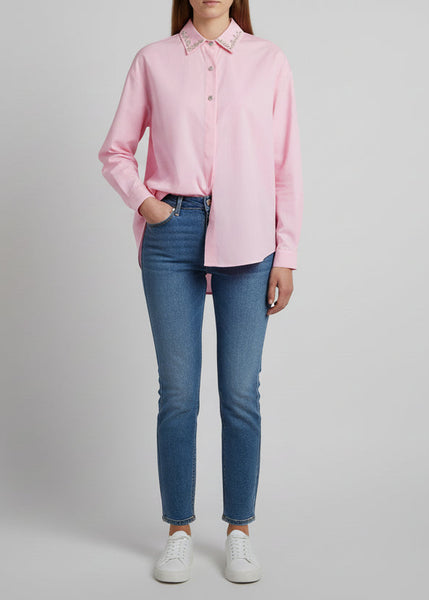 Stone Collar Cotton Shirt