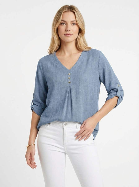 Short Sleeve Linen/Cotton Top - Italian