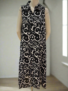Sleeveless Printed Shirt Dress
