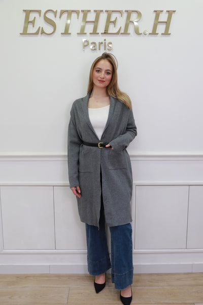 Long Open Front Knit Cardigan