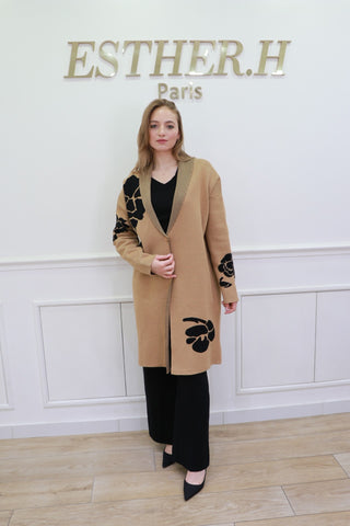 Long Open Front Knit Cardigan
