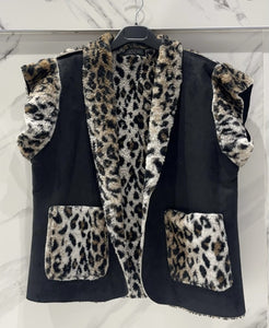 Reversible Leopard Print Fur Vest - Italian