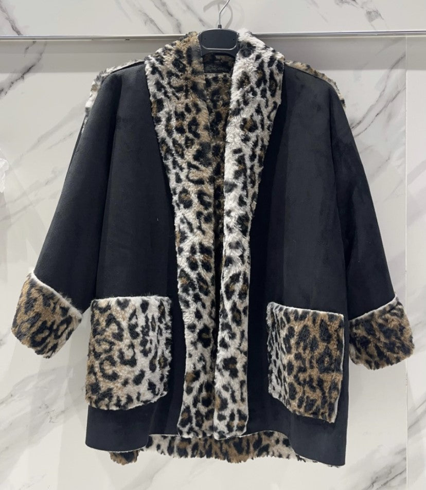 Reversible Leopard Print Fur Jacket- Italian