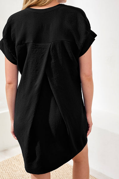 Shift Dress With Sleeve Details and Pockets