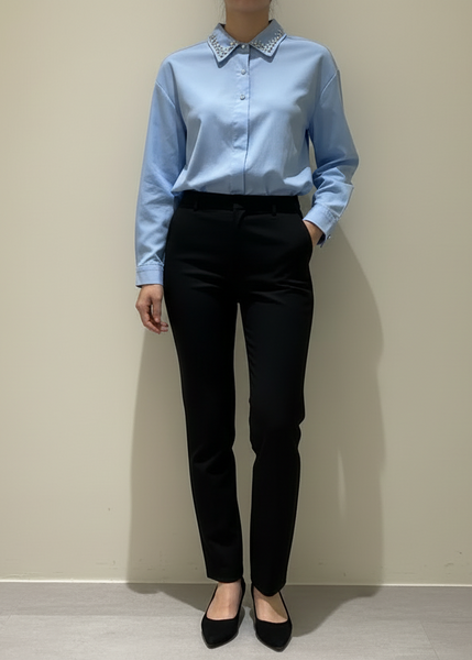Stone Collar Cotton Shirt