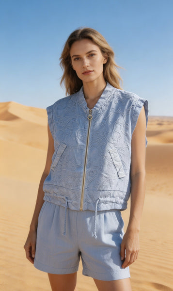 Linen Zipper Front Vest