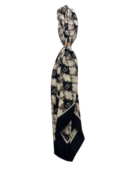 Geometric Diamond Repeat Pattern Silky Bandana Neck Scarf