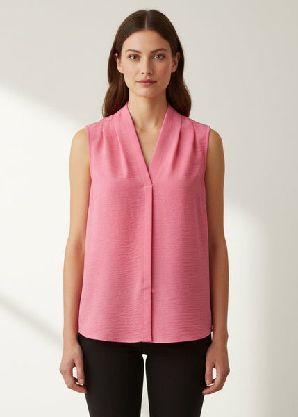 Sleeveless High Twist Woven Top