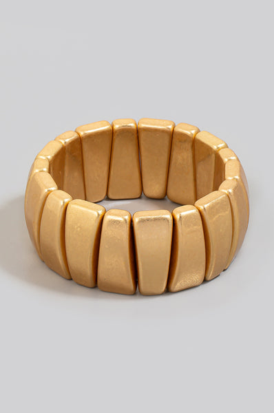 Worn Metallic Rectangle Beaded Elastic Bracelet
