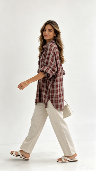 Button Front Plaid Tunic