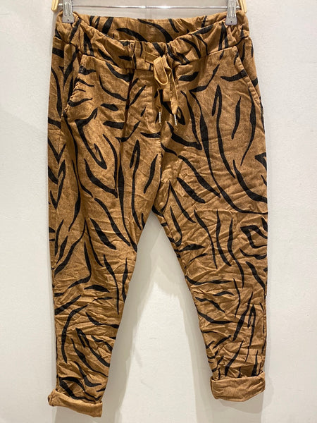 Zebra Print Draw String Waist Pants- Italian