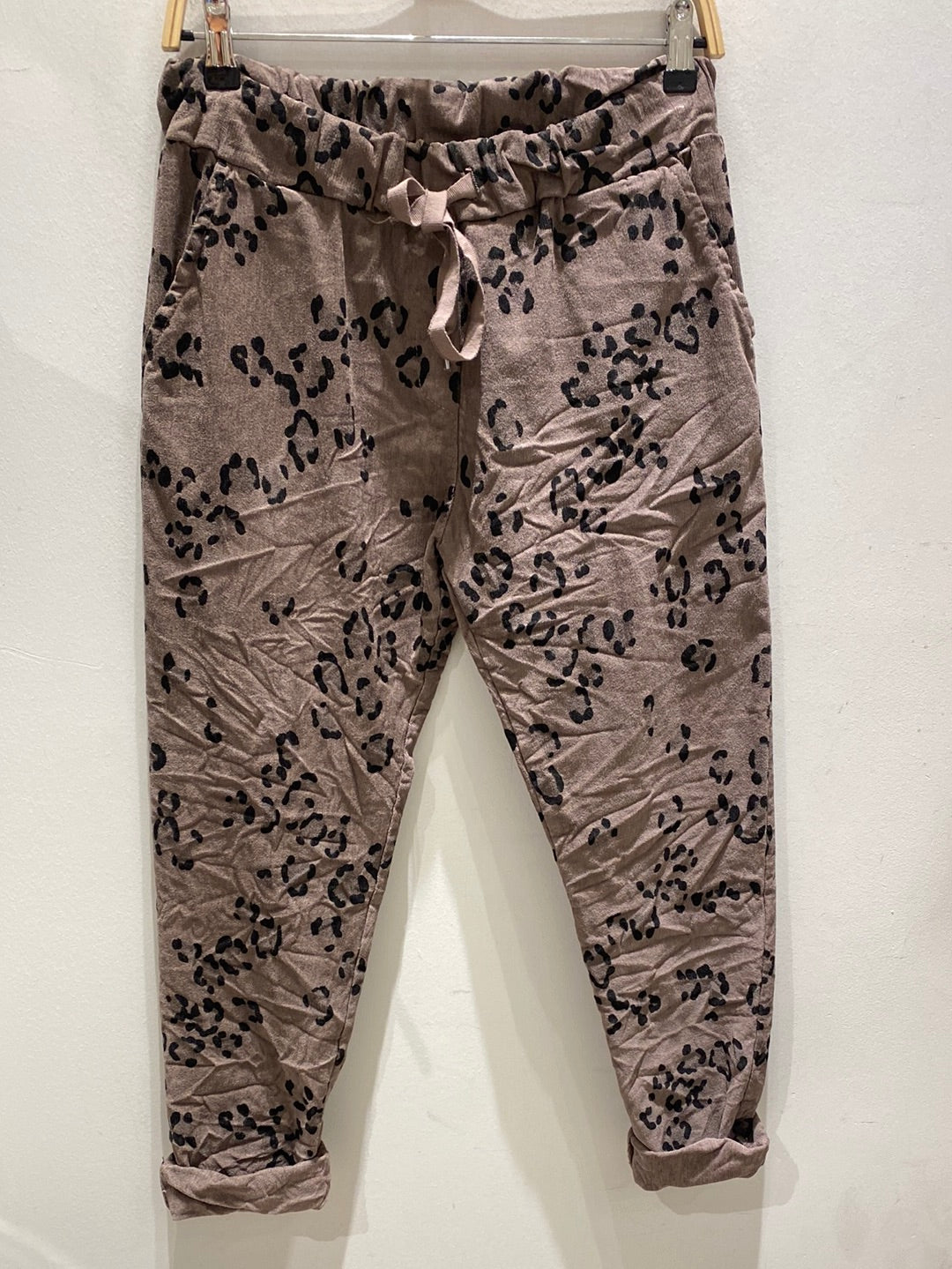 Leopard Print Draw String Waist Pants- Italian