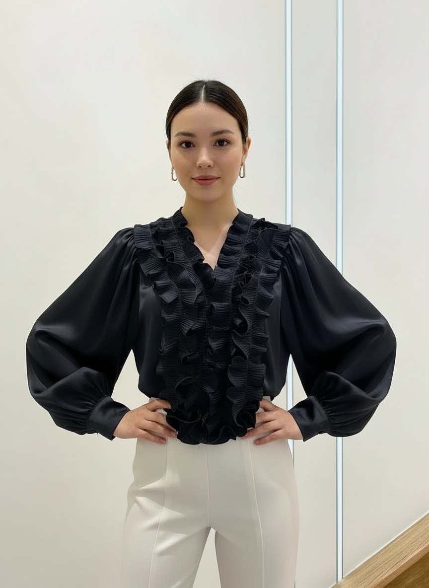 Long Sleeve Ruffled Blouse