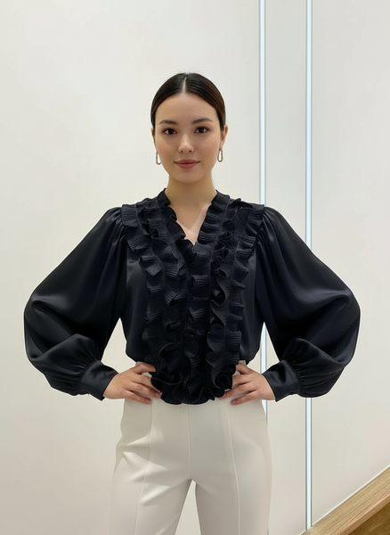Long Sleeve Ruffled Blouse