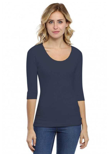 3/4 Sleeve Round Neck Top