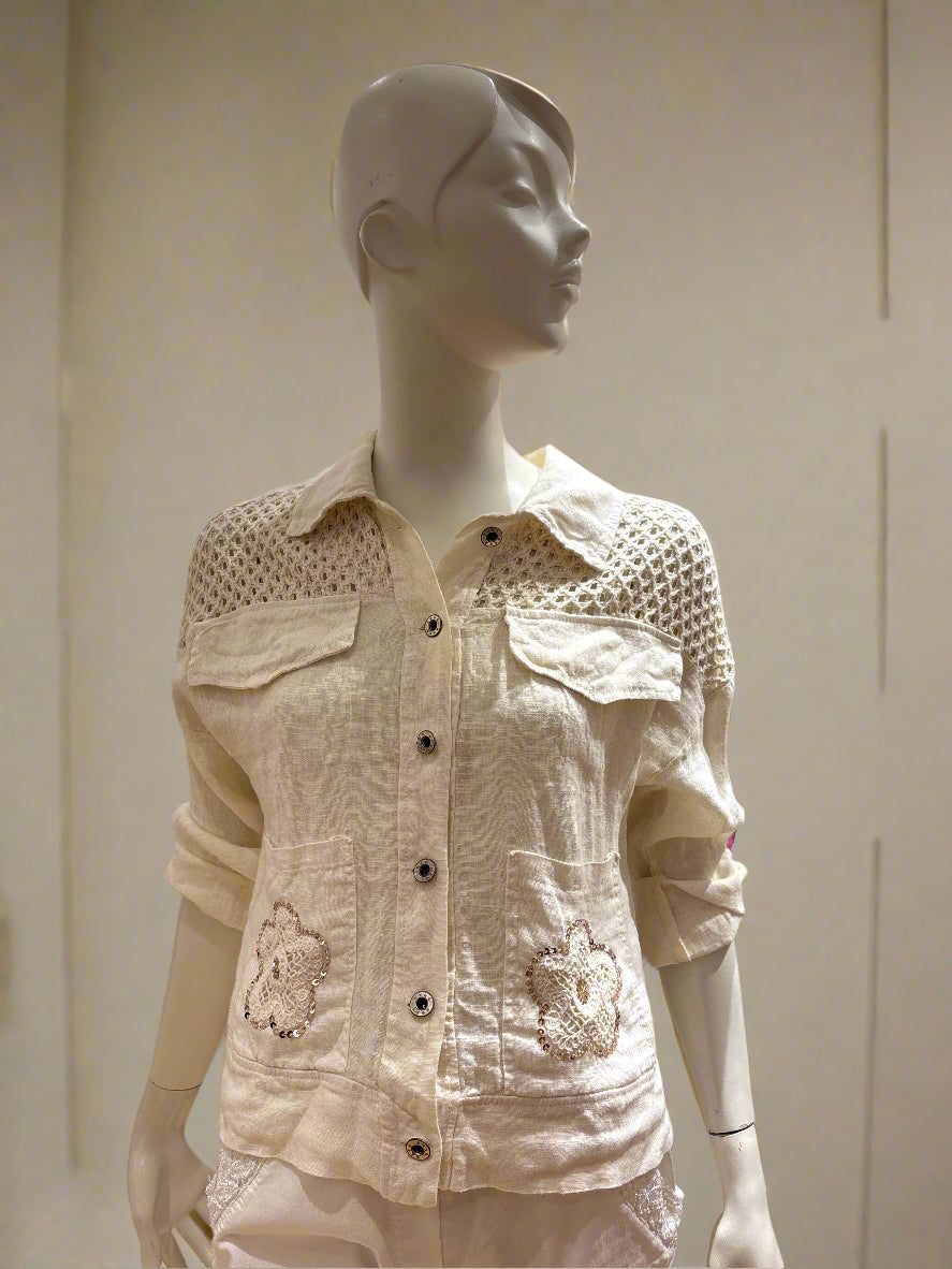 Eyelet Detail Linen Top