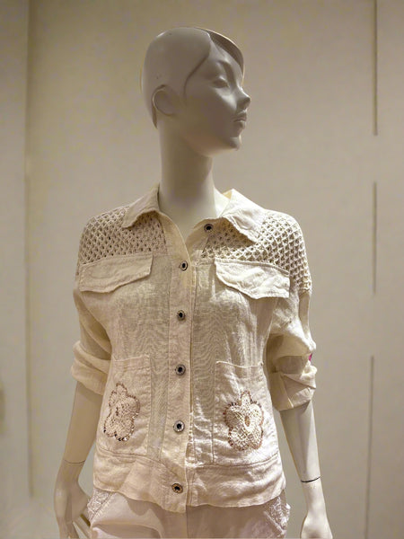 Eyelet Detail Linen Top