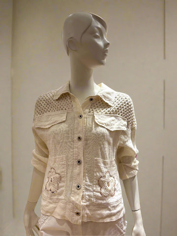 Eyelet Detail Linen Top