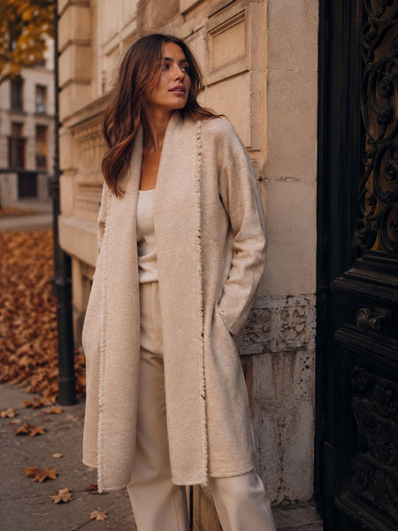 Open Front Frayed Hem Cardigan