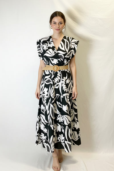 Belted Print Dress