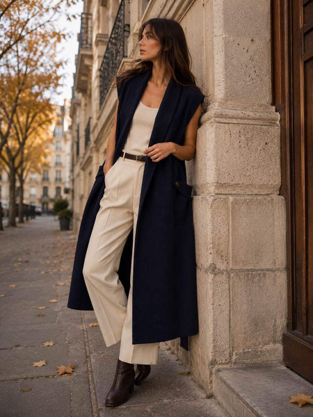 Long Open Front Knit Vest