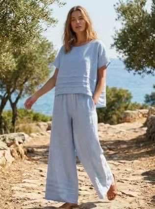 Short Sleeve Linen/Cotton Top - Italian