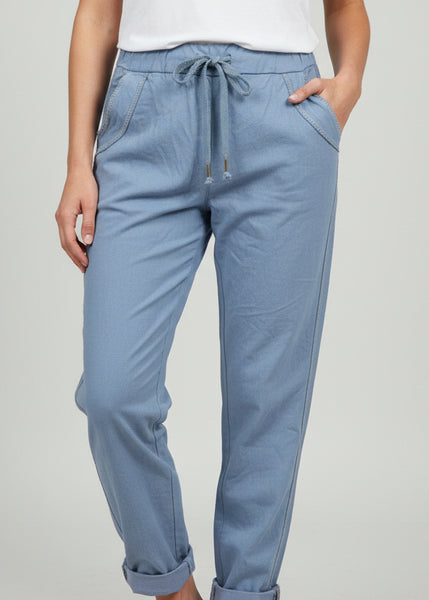 Draw String Waist Side Trim Pants